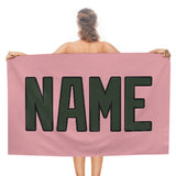 Custom Light Pink Dark Green Beach Towel