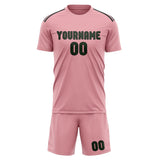 Custom Light Pink Dark Green Soccer Jersey