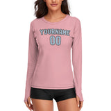 Custom Light Pink Light Blue Women's Long-Sleeve Shirt