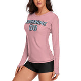 Custom Light Pink Light Blue Women's Long-Sleeve Shirt