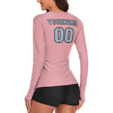 Custom Light Pink Light Blue Women's Long-Sleeve Shirt