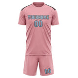 Custom Light Pink Light Blue Soccer Jersey