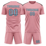 Custom Light Pink Light Blue Soccer Jersey