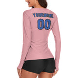 Custom Light Pink Sky Blue Women's Long-Sleeve Shirt