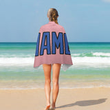 Custom Light Pink Sky Blue Beach Towel