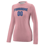 Custom Light Pink Sky Blue Women's Long-Sleeve Shirt
