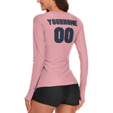 Custom Light Pink Blue Women's Long-Sleeve Shirt