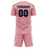 Custom Light Pink Blue Soccer Jersey