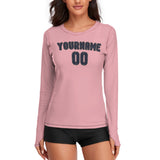 Custom Light Pink Navy Women's Long-Sleeve Shirt