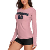 Custom Light Pink Navy Women's Long-Sleeve Shirt