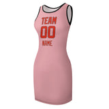 Custom Light Pink Orange Red Sleeveless Vest Dress