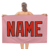 Custom Light Pink Orange Red Beach Towel