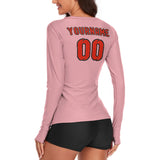 Custom Light Pink Orange Red Women's Long-Sleeve Shirt