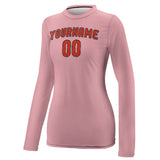 Custom Light Pink Orange Red Women's Long-Sleeve Shirt