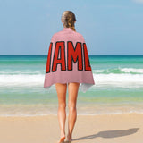 Custom Light Pink Orange Red Beach Towel