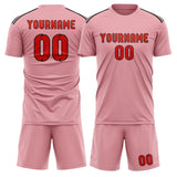 Custom Light Pink Orange Red Soccer Jersey