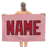 Custom Light Pink Red Beach Towel