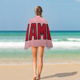 Custom Light Pink Red Beach Towel