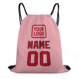 Custom Light Pink Red Drawstring Bag