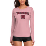 Custom Light Pink Crimson Red Women's Long-Sleeve Shirt