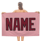Custom Light Pink Crimson Red Beach Towel