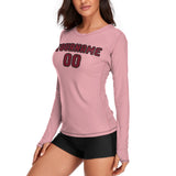 Custom Light Pink Crimson Red Women's Long-Sleeve Shirt