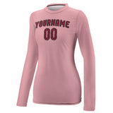 Custom Light Pink Crimson Red Women's Long-Sleeve Shirt