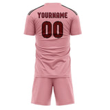 Custom Light Pink Crimson Red Soccer Jersey