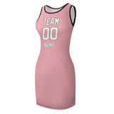 Custom Light Pink White Sleeveless Vest Dress