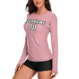 Custom Light Pink White Women's Long-Sleeve Shirt