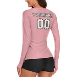 Custom Light Pink White Women's Long-Sleeve Shirt