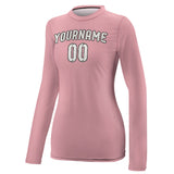Custom Light Pink White Women's Long-Sleeve Shirt