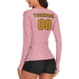 Custom Light Pink Yellow Women's Long-Sleeve Shirt