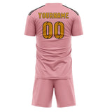 Custom Light Pink Yellow Soccer Jersey