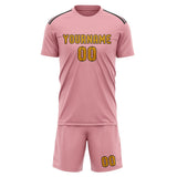 Custom Light Pink Yellow Soccer Jersey