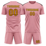 Custom Light Pink Yellow Soccer Jersey