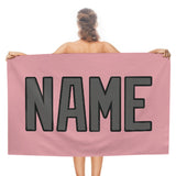 Custom Light Pink Dark Grey Beach Towel