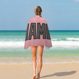 Custom Light Pink Dark Grey Beach Towel