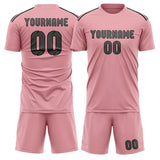 Custom Light Pink Dark Grey Soccer Jersey