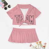 Custom Light Pink Light Pink Cheerleading Uniform Set