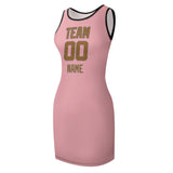 Custom Light Pink Khaki Sleeveless Vest Dress