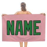Custom Light Pink Emerald Green Beach Towel
