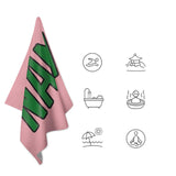 Custom Light Pink Emerald Green Beach Towel