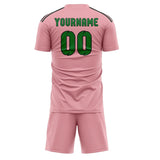 Custom Light Pink Emerald Green Soccer Jersey