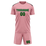 Custom Light Pink Emerald Green Soccer Jersey