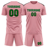 Custom Light Pink Emerald Green Soccer Jersey