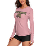 Custom Light Pink Light Khaki Women's Long-Sleeve Shirt