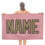 Custom Light Pink Light Khaki Beach Towel