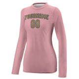 Custom Light Pink Light Khaki Women's Long-Sleeve Shirt
