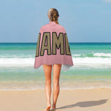 Custom Light Pink Light Khaki Beach Towel